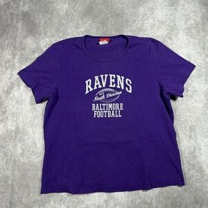 NFL For Her Baltimore Ravens Purple T-Shirt Womens XL Silver Glitter Graphic Tee